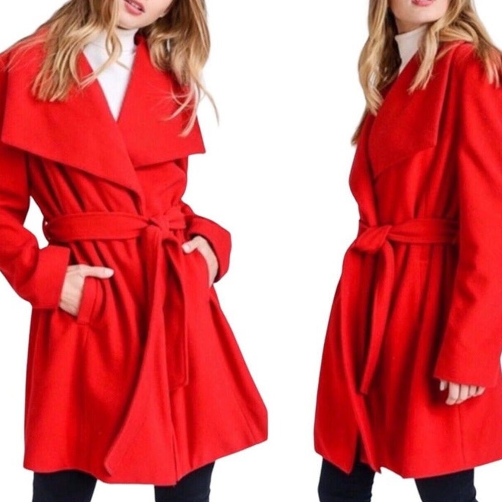 Love tree red wrap trench coat